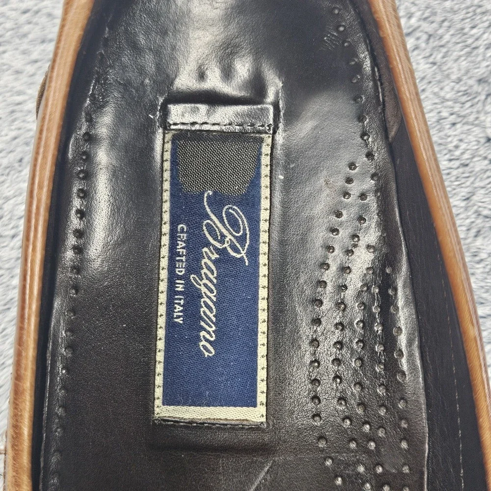 Bragano Tassel Loafers Mens 9.5 Brown Leather Kiltie Fringe Italy Dress Shoes